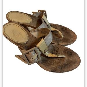 Coach Bernadette Thong Wedge Heels Sz 6B Logo Sandals